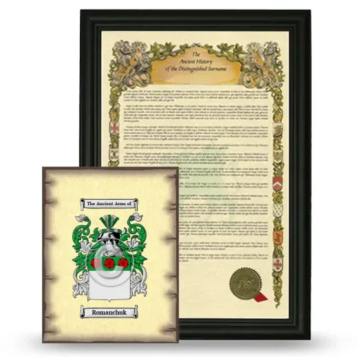 Romanchuk Framed History and Coat of Arms Print - Black