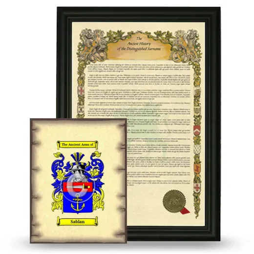 Sablan Framed History and Coat of Arms Print - Black