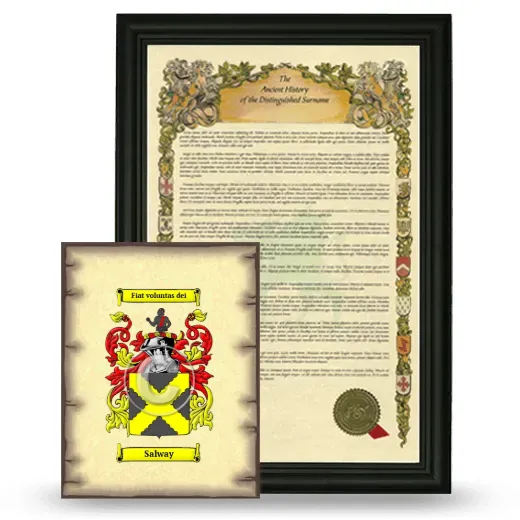 Salway Framed History and Coat of Arms Print - Black