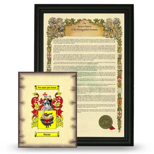 Saray Framed History and Coat of Arms Print - Black