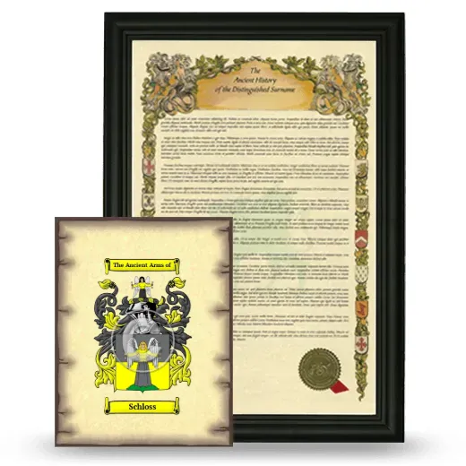 Schloss Framed History and Coat of Arms Print - Black