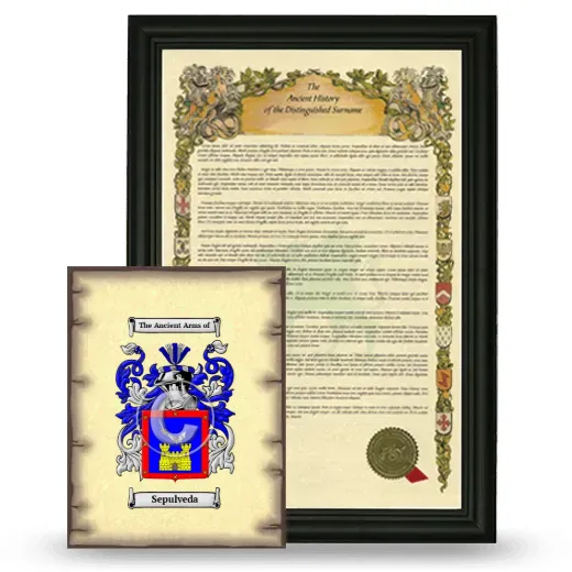 Sepulveda Framed History and Coat of Arms Print - Black