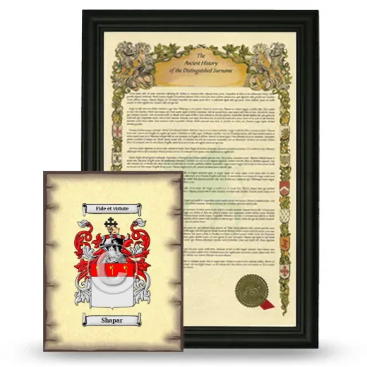Shapar Framed History and Coat of Arms Print - Black
