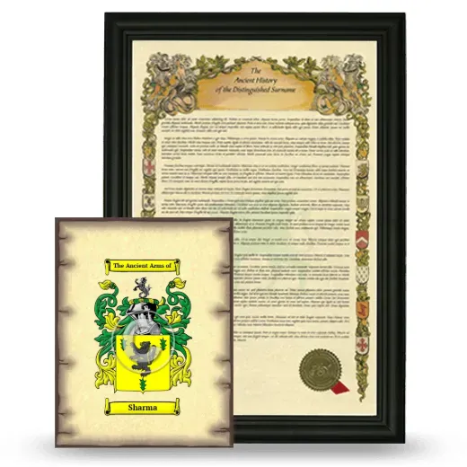 Sharma Framed History and Coat of Arms Print - Black