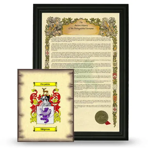 Skipton Framed History and Coat of Arms Print - Black