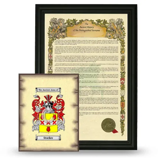 Stocker Framed History and Coat of Arms Print - Black