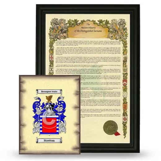 Stretton Framed History and Coat of Arms Print - Black