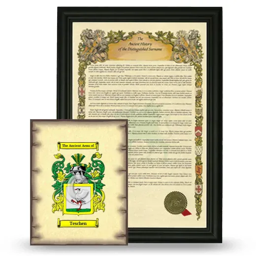 Teschen Framed History and Coat of Arms Print - Black