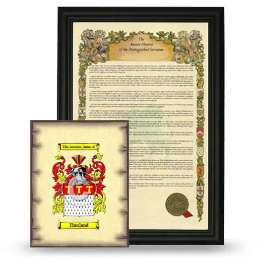 Thorland Framed History and Coat of Arms Print - Black