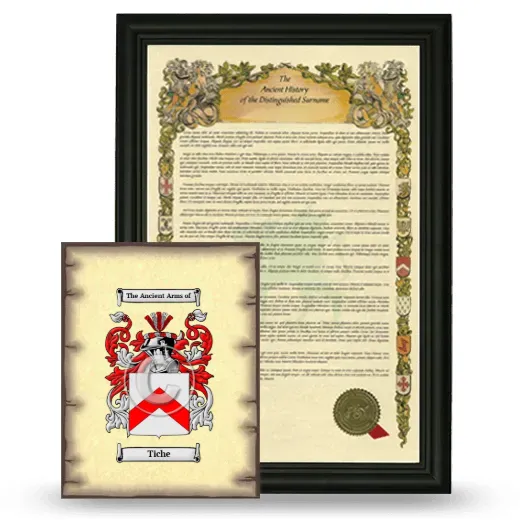 Tiche Framed History and Coat of Arms Print - Black