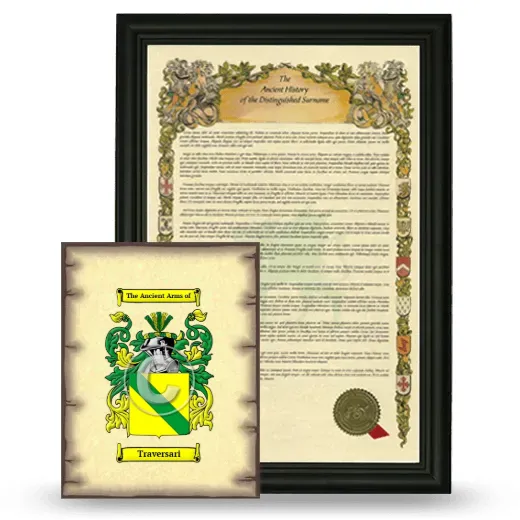 Traversari Framed History and Coat of Arms Print - Black