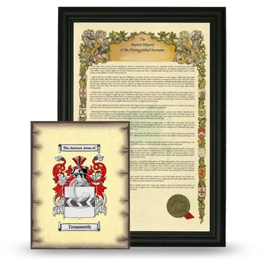Trenoweth Framed History and Coat of Arms Print - Black