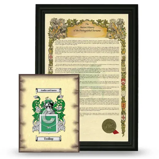 Trollop Framed History and Coat of Arms Print - Black