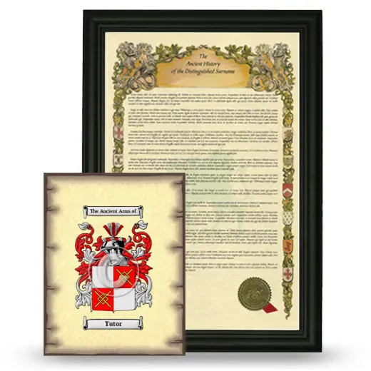 Tutor Framed History and Coat of Arms Print - Black