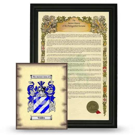 Valdes Framed History and Coat of Arms Print - Black