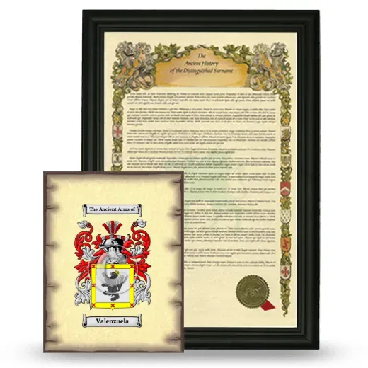 Valenzuela Framed History and Coat of Arms Print - Black