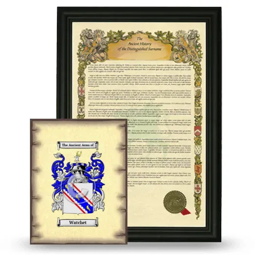 Watchet Framed History and Coat of Arms Print - Black