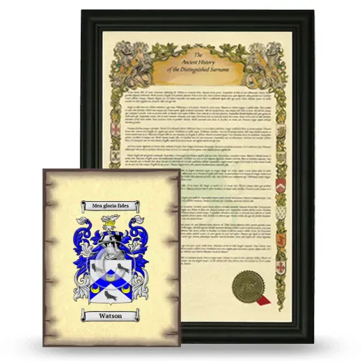Watson Framed History and Coat of Arms Print - Black