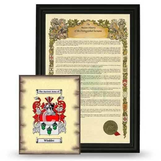 Winkler Framed History and Coat of Arms Print - Black