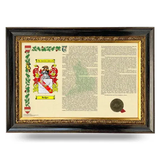 Badger Armorial Landscape Framed - Heirloom