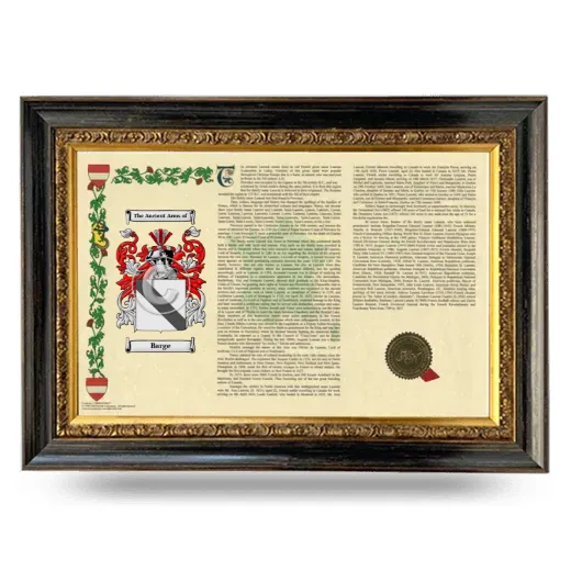 Barge Armorial Landscape Framed - Heirloom