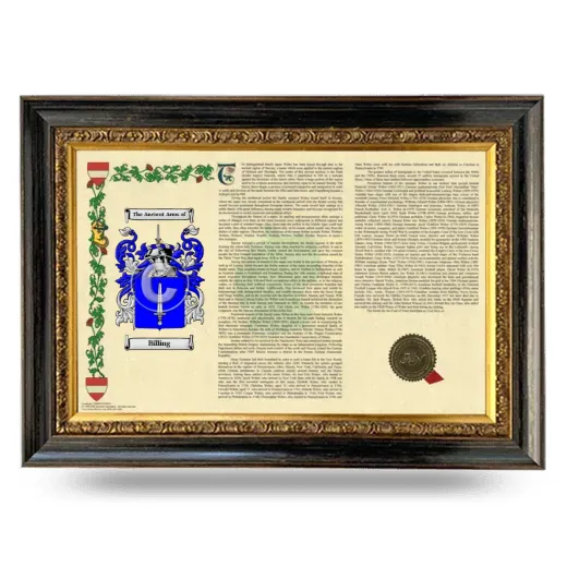 Billing Armorial Landscape Framed - Heirloom
