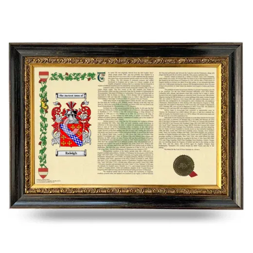 Raleigh Armorial Landscape Framed - Heirloom