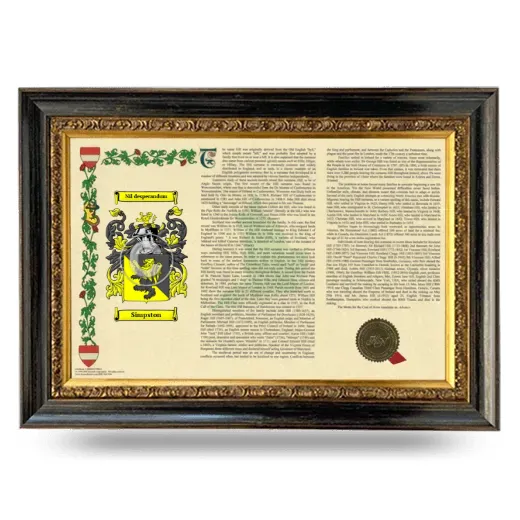 Simpston Armorial Landscape Framed - Heirloom