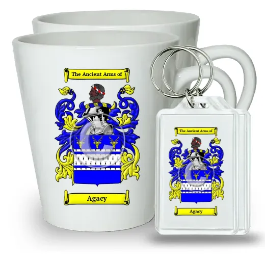Agacy Pair of Latte Mugs and Pair of Keychains