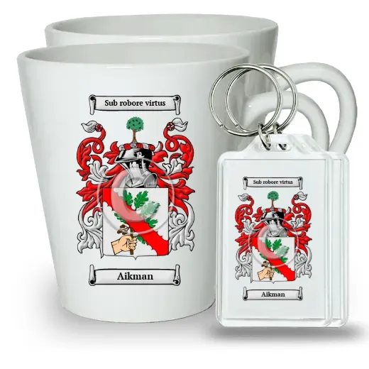 Aikman Pair of Latte Mugs and Pair of Keychains