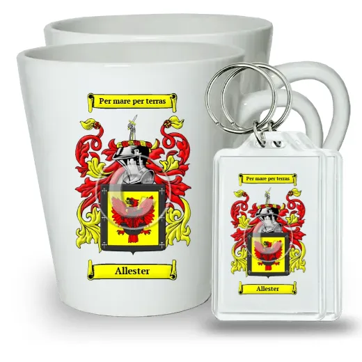 Allester Pair of Latte Mugs and Pair of Keychains
