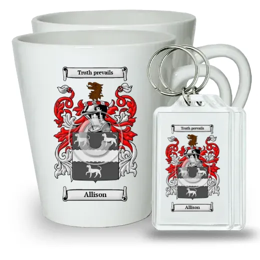 Allison Pair of Latte Mugs and Pair of Keychains