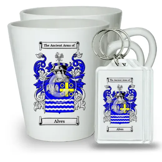 Alves Pair of Latte Mugs and Pair of Keychains