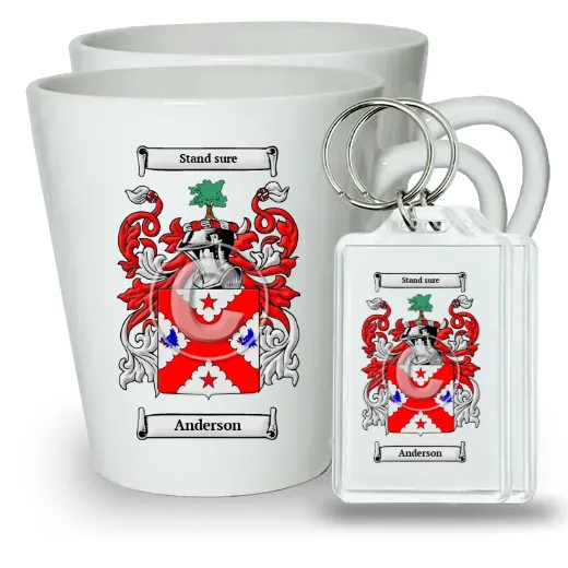 Pair of Latte Mugs and Pair of Keychains