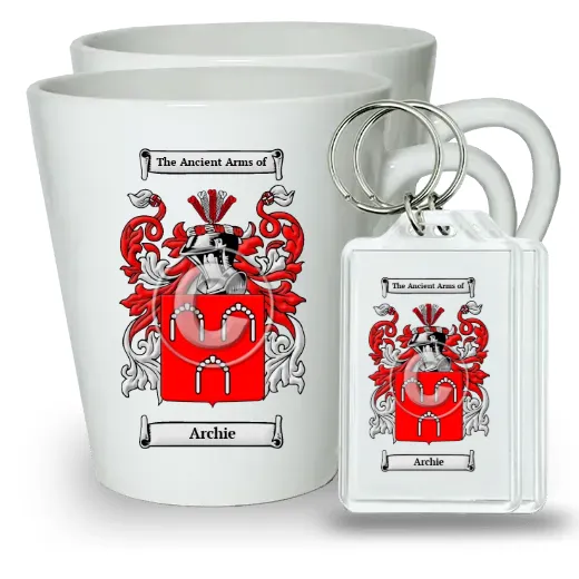 Archie Pair of Latte Mugs and Pair of Keychains