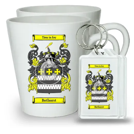 Bathurst Pair of Latte Mugs and Pair of Keychains