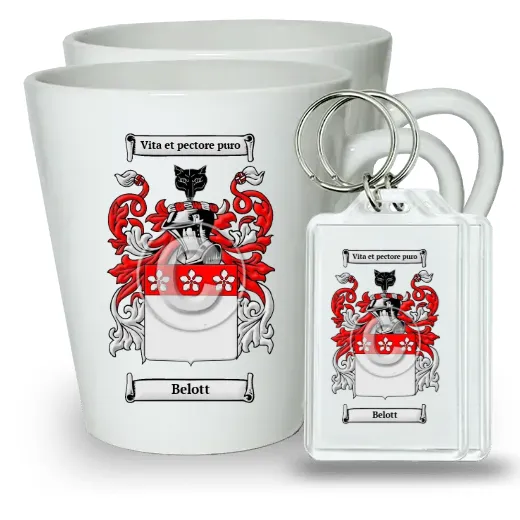 Belott Pair of Latte Mugs and Pair of Keychains