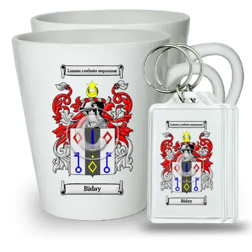 Biday Pair of Latte Mugs and Pair of Keychains