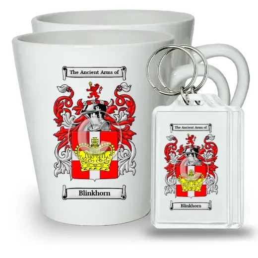 Blinkhorn Pair of Latte Mugs and Pair of Keychains