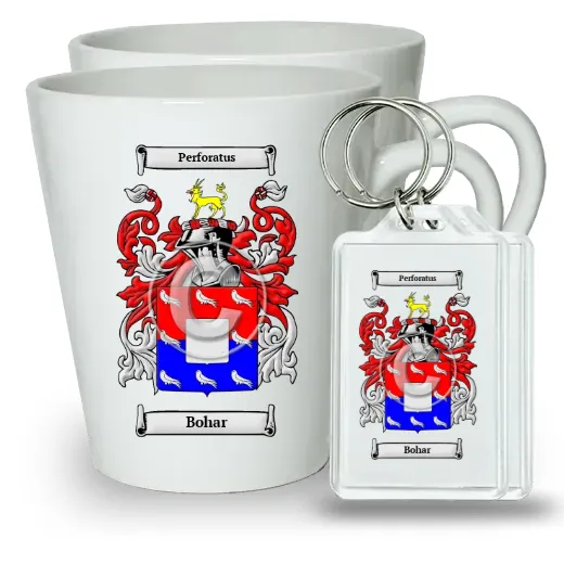 Bohar Pair of Latte Mugs and Pair of Keychains