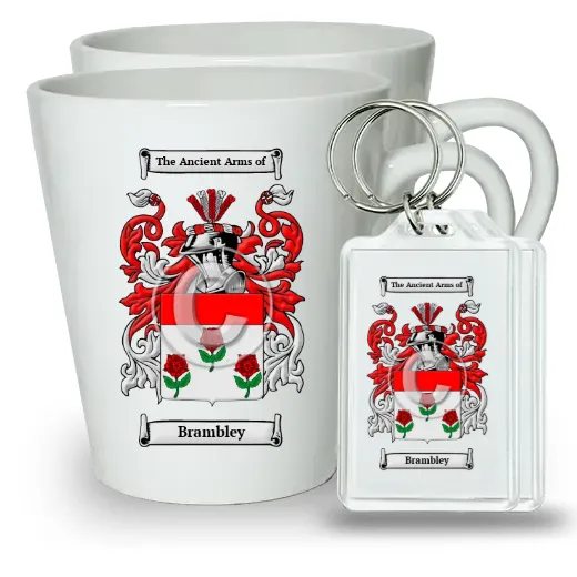 Brambley Pair of Latte Mugs and Pair of Keychains