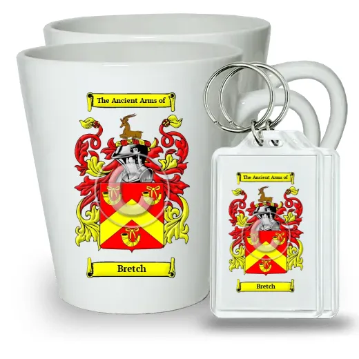 Bretch Pair of Latte Mugs and Pair of Keychains