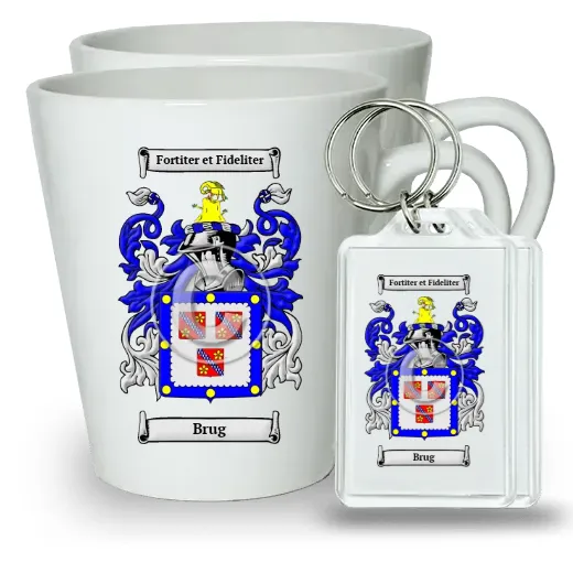 Brug Pair of Latte Mugs and Pair of Keychains
