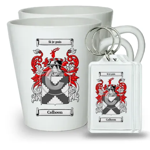 Calhoon Pair of Latte Mugs and Pair of Keychains