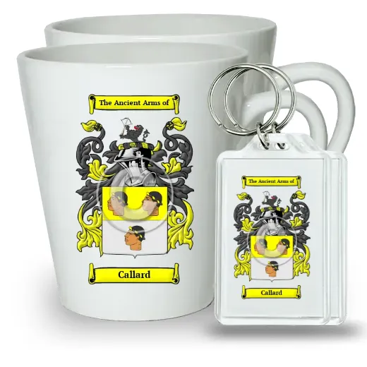 Callard Pair of Latte Mugs and Pair of Keychains