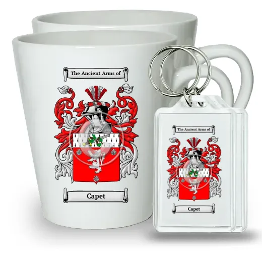 Capet Pair of Latte Mugs and Pair of Keychains