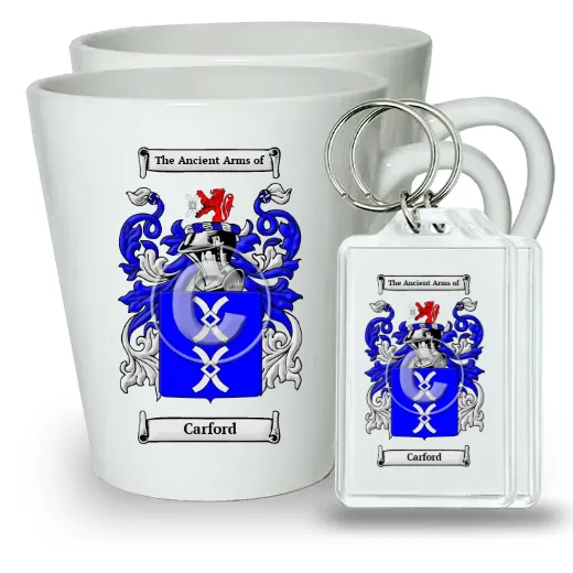 Carford Pair of Latte Mugs and Pair of Keychains