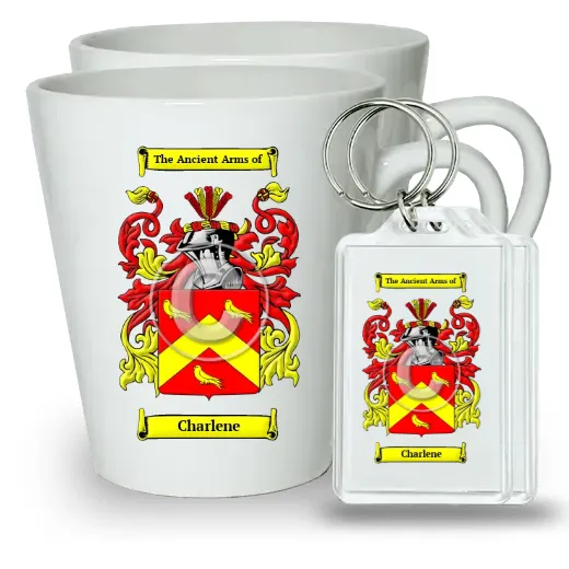 Charlene Pair of Latte Mugs and Pair of Keychains