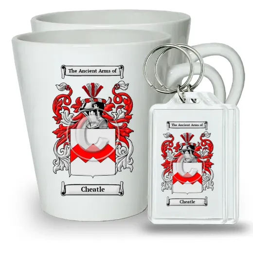 Cheatle Pair of Latte Mugs and Pair of Keychains