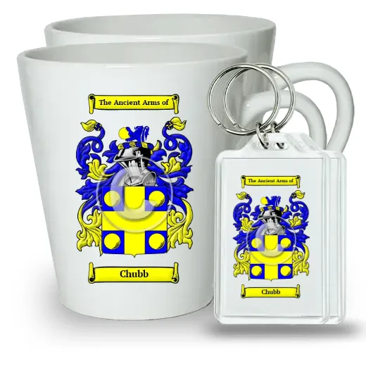 Chubb Pair of Latte Mugs and Pair of Keychains